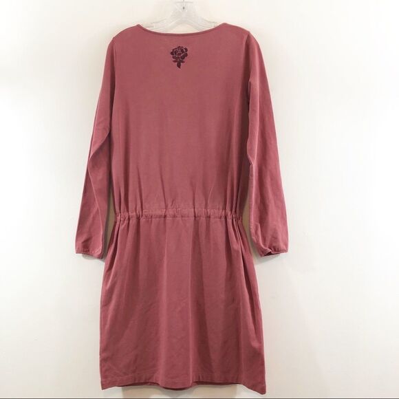 Acacia Long Sleeve Dress Drawstring elastic waist Pockets Floral Accents - Picture 2 of 11